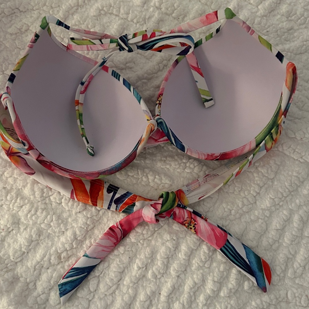 Floral Halter Push-Up Bikini Top - Pink Multi - Picture 4 of 5